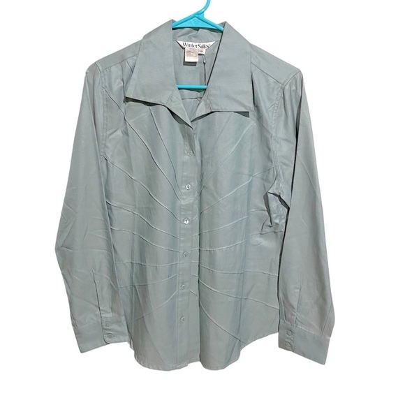 WinterSilks Tops - WinterSilks NWT Women’s Blouse Medium Blue Silk Blend Starburst Seam Work Wear